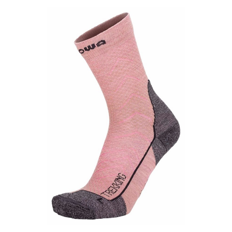 Lowa Hiking Sock Crew Trekking (Merino Wool, Honeycomb Structure) Pink Women - 1 Pair